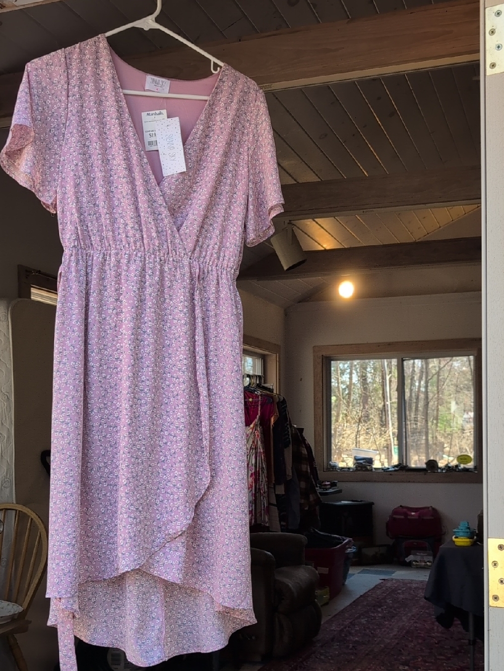 Mudd Pink Floral High-Low Wrap Dress